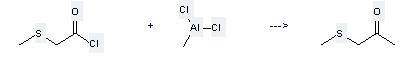 The Aluminum,dichloromethyl- can react with Methylsulfanyl-acetyl chloride to get 1-Methylsulfanyl-propan-2-one